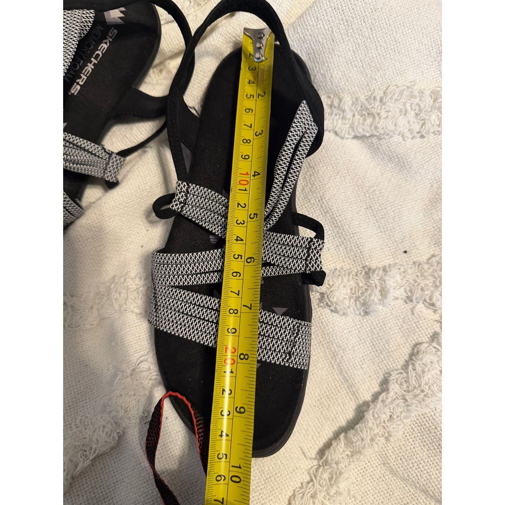 Skechers Reggae Slim Vacay Sandals Womens Black White Strappy Memory Foam 9.5in - Picture 5 of 5